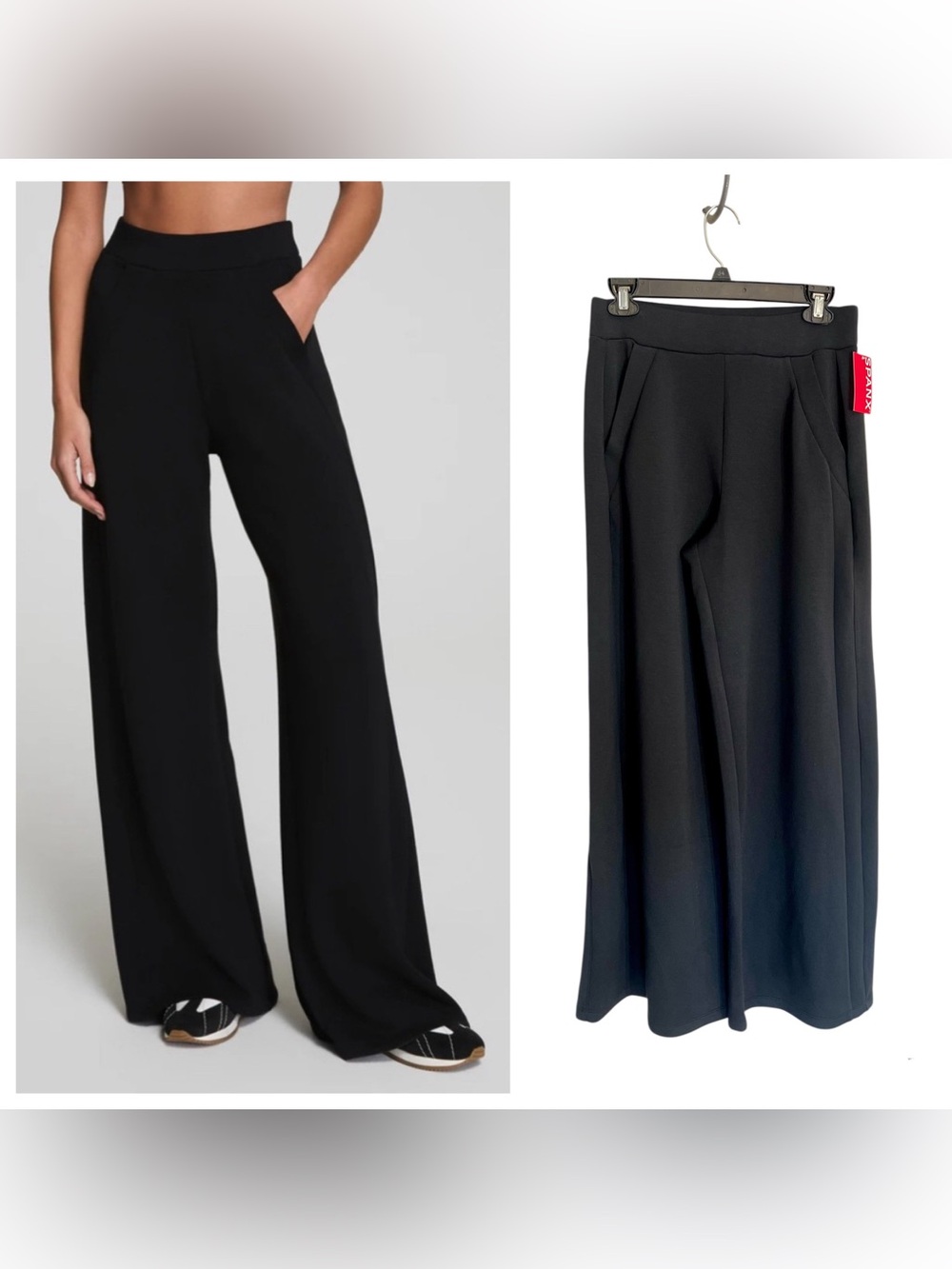 NWT Spanx Air Essentials Wide Leg Track pant black Sz M loungewear soft comfort